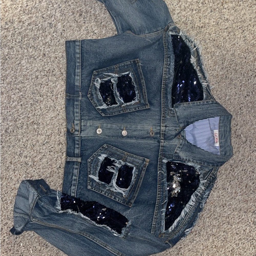 Denim Jacket with Sequin Accents